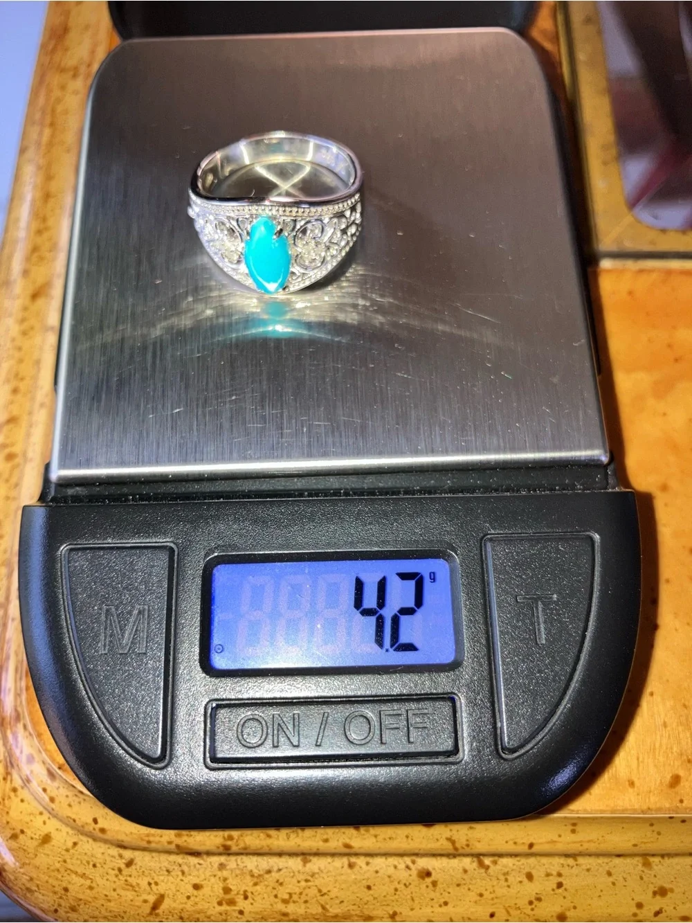 Sleeping Beauty Turquoise Diamond Ring Size 7